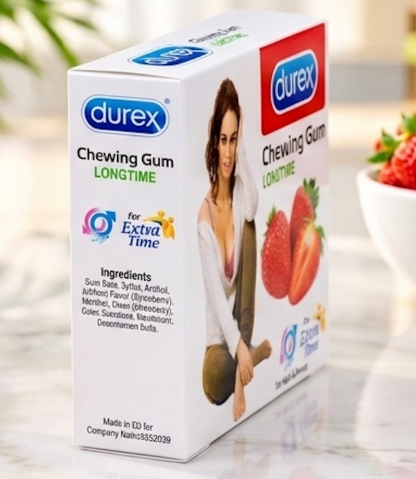 Durex Chewing Gum Longtime Strawberry – Extra Time for Men & Women