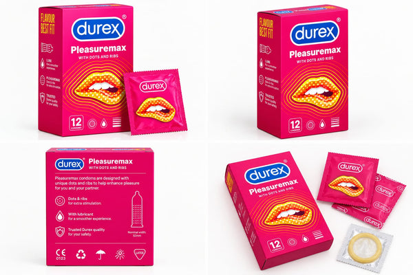 Durex Pleasuremax Textured Condoms with Dots & Ribs – 12 Pack